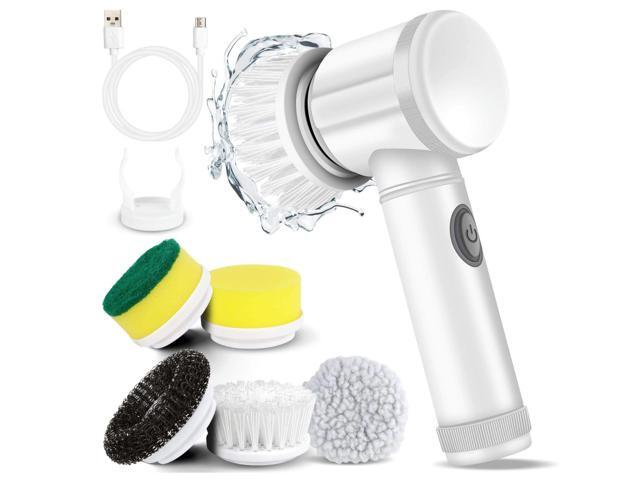 KENRO Cordless Electric Spin Scrubber Handheld Dish Washing Brush with 5 Replaceable Heads - White - No Size