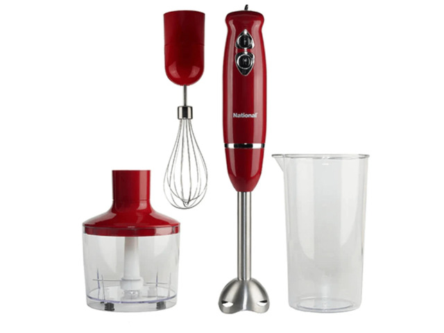 Supersonic National Multi-Purpose 4-in-1 Immersion Hand Blender - Red