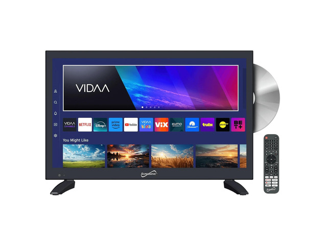 Supersonic 19-inch LED Smart HDTV with DVD Player ATSC & NTSC System ACDC Compatible - Black