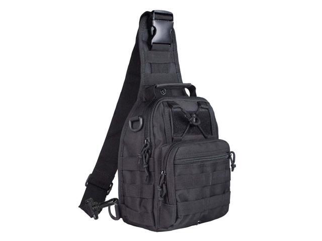 JupiterGear Tactical Military Sling Backpack Shoulder Bag Molle Outdoor Daypack Backpack with Adjustable Strap - Black