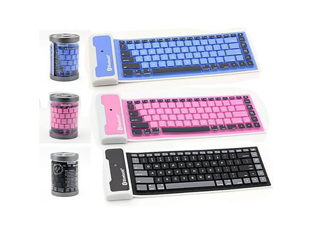 Vista Type Out Of A Box With Flexible Silicone Bluetooth Keyboard - Blue