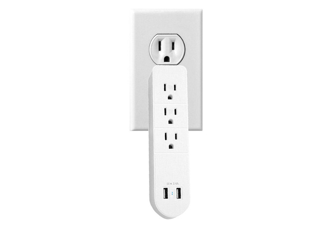 Versatile Multi Outlet AC Plus Fast USB Charger With Surge Protection - Black