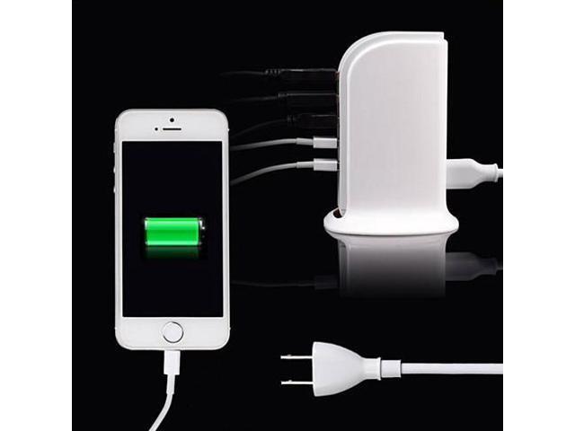 Smart Power Tower for Every Desk at Home or Office charge any Gadget - Lime Green - White