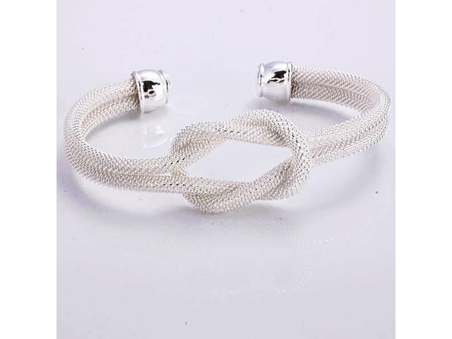 Vista Love Me Love Knot 925 SS Plated & 18 Kt Antique Gold Plated Cuff Bracelet - Gold