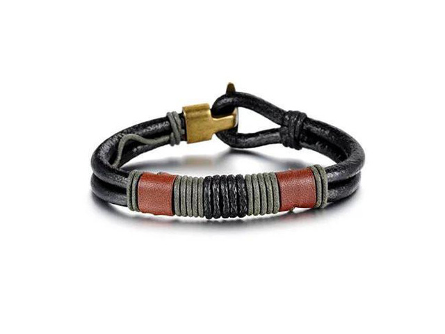 Vista RODEO Olive Genuine Leather Bracelet - Black