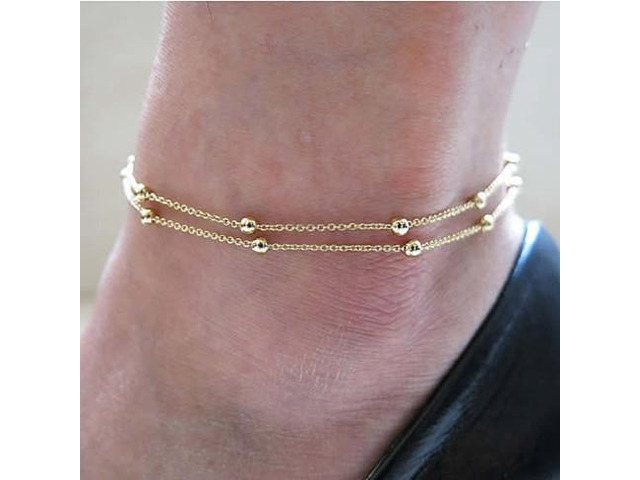 Vista Happy Ending Anklets in Silver and Gold - Gold