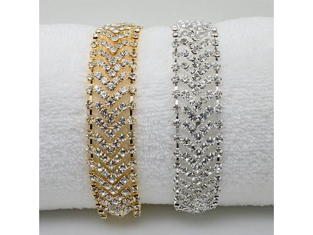 Vista Brocade Bracelet Crystal Chevron Design In Vintage Look - Silver