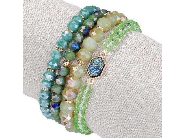 Vista Arm Candy Natural Stone And Glass Crystal Bracelets - BEAUTIFUL BLUE