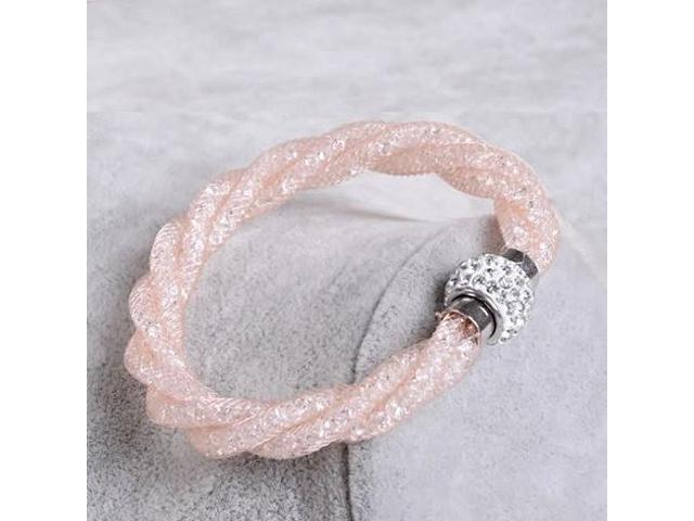 Vista Rope Bracelet a Wire Mesh with Tiny Crystal loaded to form a Halo - Lime Star