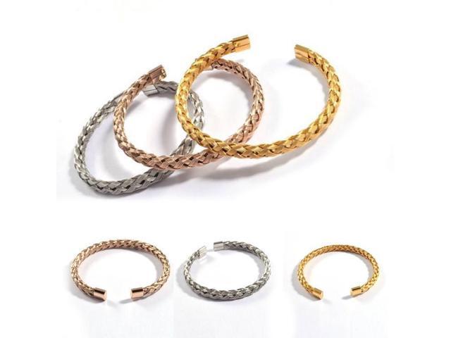 Vista Zarina Bracelets Weaved In Rosegold Gold And Silver Finish - GOLD