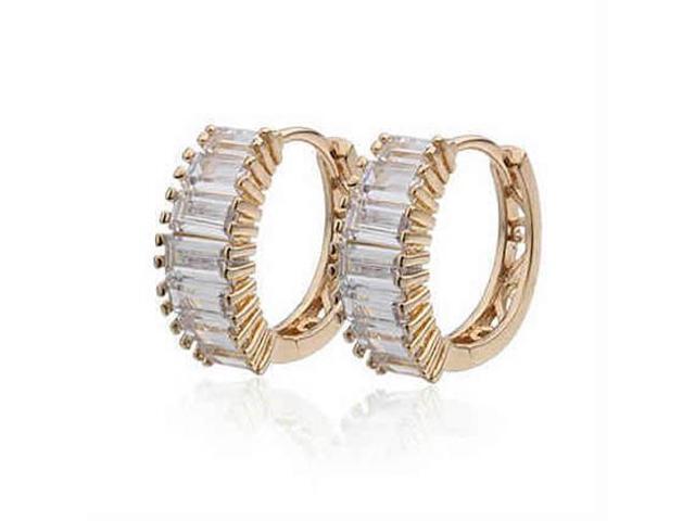 Vista Shiny Baguettes Hoop Earrings in Baguette stones in White Gold - Yellow Gold