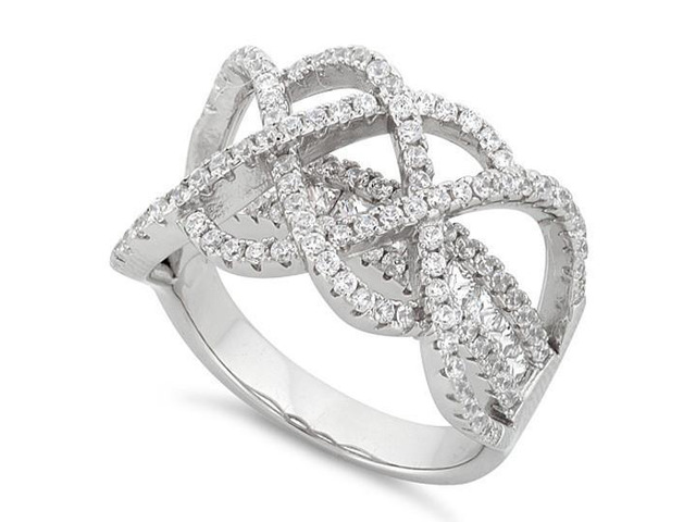 Vista Ring Ceremony Double Infinity 2 In 1 CZ Ring - Silver