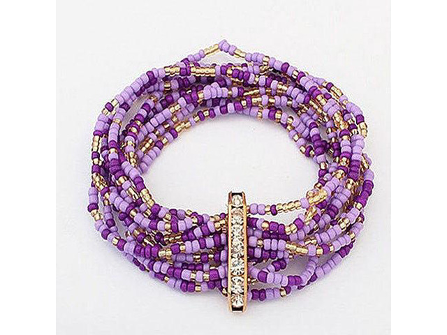 Vista Bohemian Bead Bracelet in Springy Colors - Purple