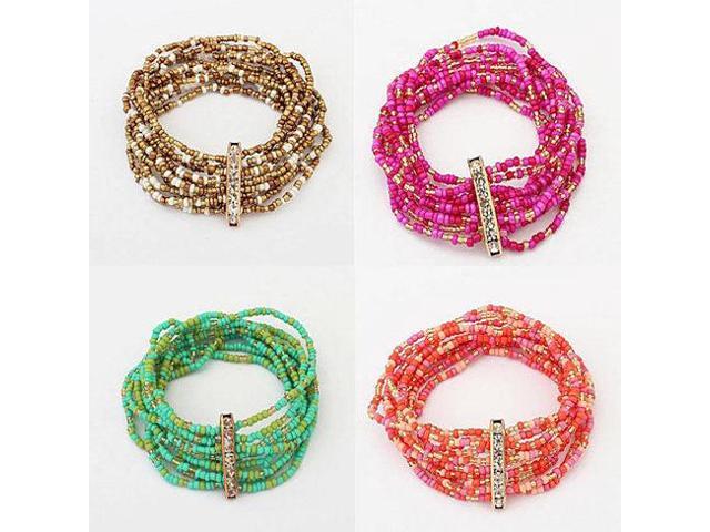 Vista Bohemian Bead Bracelet in Springy Colors - Copper Brown