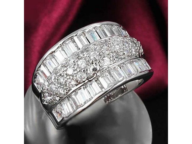 Vista Regal Baguette And CZ Statement Band Ring - Gold