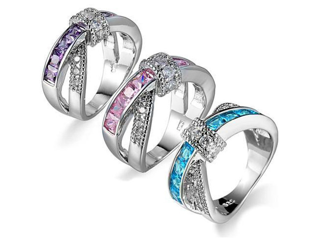Vista You Cross My Mind Ring Diamond Crystals In 3 Lovely Colors - Pink