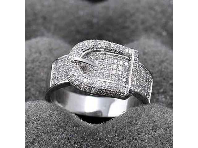 Vista Illusion - Belt Style Ring Crafted In Hand Set CZ Stones On Sterling Silver - Silver