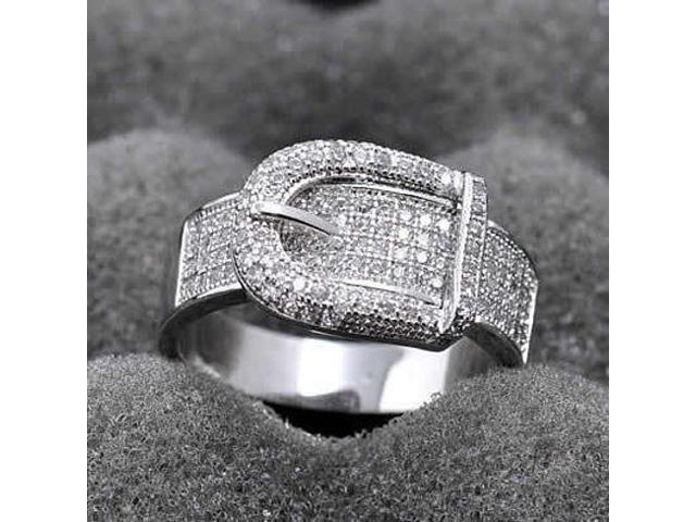 Vista Illusion - Belt Style Ring Crafted In Hand Set CZ Stones On Sterling Silver - Silver