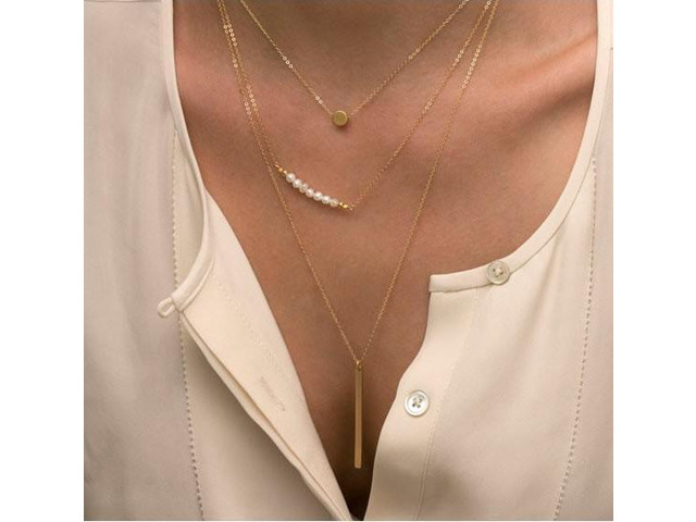 Vista BOGO DEAL - I Smile Because Of You Layered Gold Necklace With Pearls - Gold