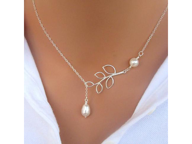 Vista Pearls Of Joy Lariat Necklace In White Gold And Yellow Gold Plating - White Gold
