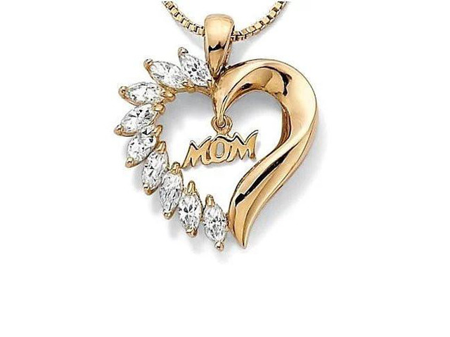 Vista MOM's LOVE Heart Pendant With CZ - Yellow Gold