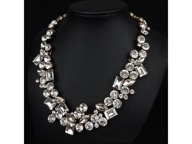 Vista Hello Gorgeous! Diamond Crystal Statement Necklace - Silver