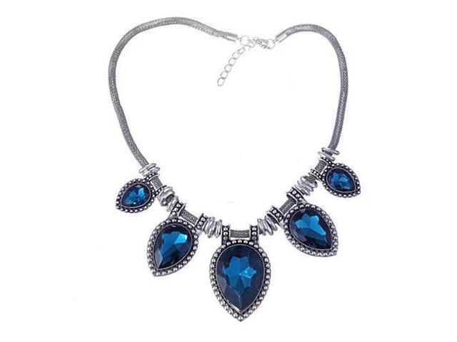 Vista BeYOUtiful Crystal And Antique Silver Style Statement Necklace - Green Emerald
