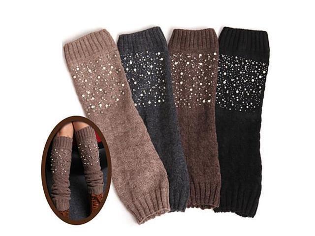 Vista Miss Pearly Legs Leg Warmers With Pearls And Crystals - Charcoal Grey