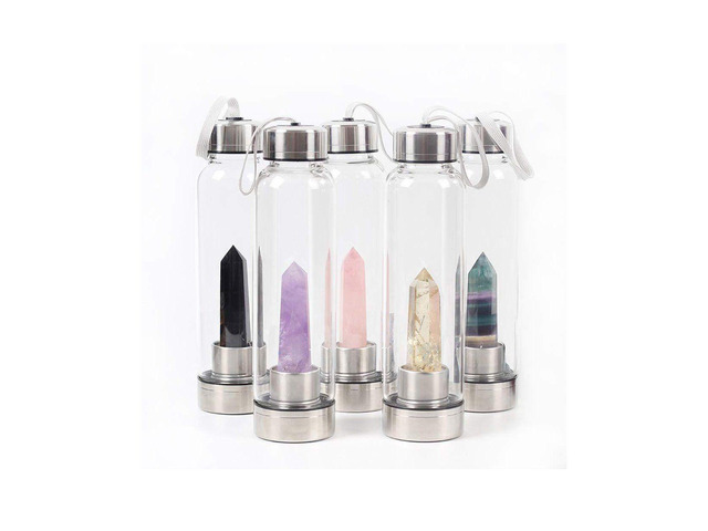 Vista Pure Essence Natural Stone Infused Water In Glass Bottle - Clear Quartz