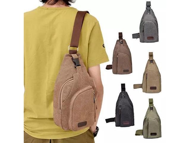 Vista Sling Cling Cotton Canvas Messenger Bag in 5 Colors - Bold Khaki
