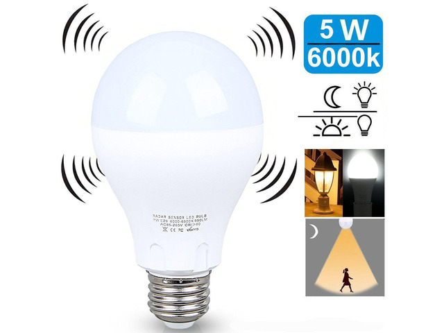 Vista LED LIGHT BULB W/ RADAR MOTION SENSOR 180 Deg 5w/50 Watts - BRIGHT WHITE (DAYLIGHT)