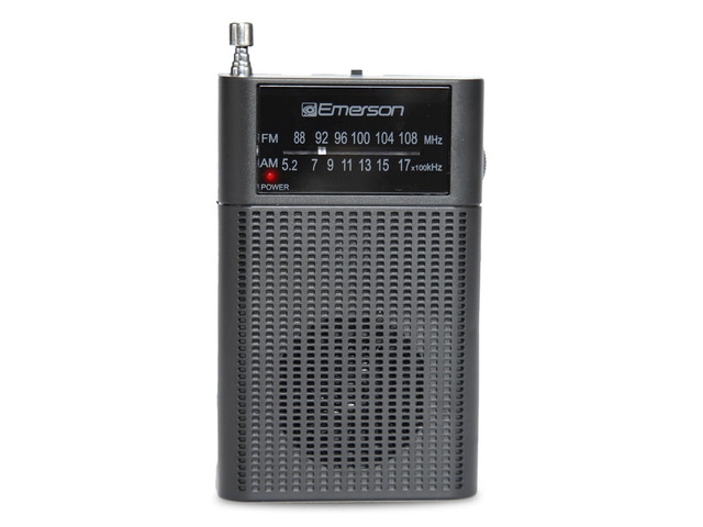 Emerson Portable AMFM Radio with Built-In Speaker - Gray