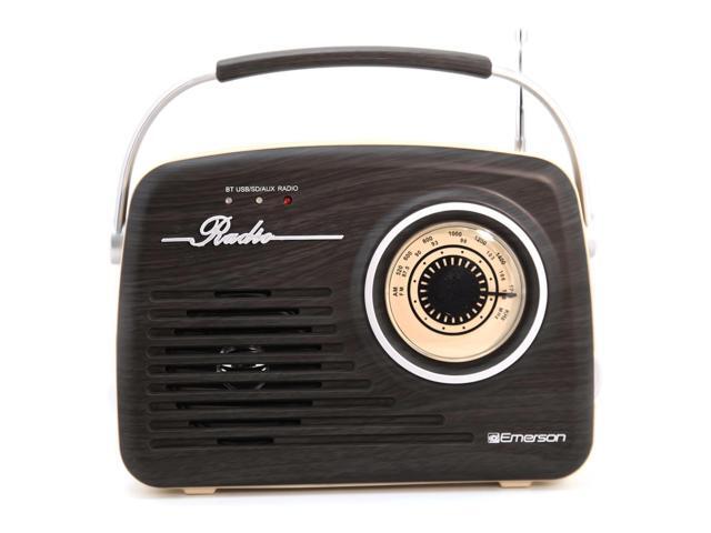 Vista Portable Retro Radio with Built-In Rechargeable Battery - Espresso