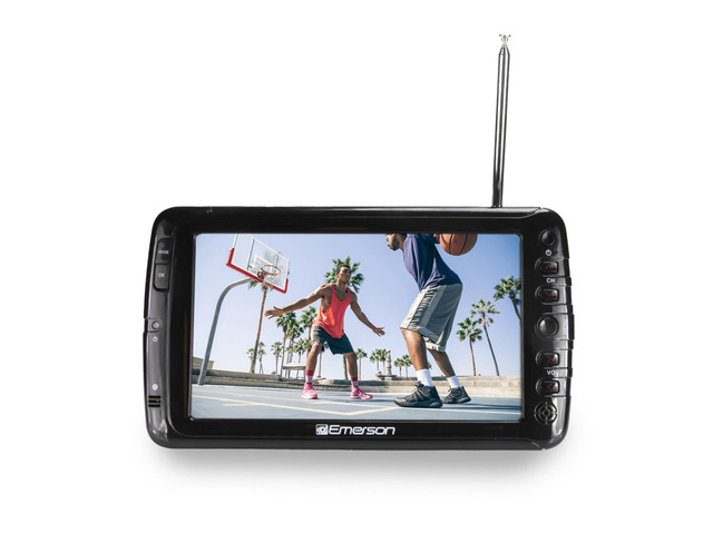 Emmerson Portable 7' TV and Digital Multimedia Player with Built-In Battery and DC Car Cord - Black