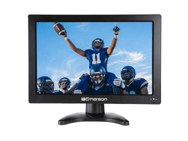 Emmerson 13.3' Portable Digital TV with 12V DC Car Adapter and Rechargeable Battery - Black