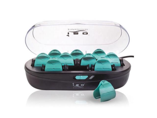 ISO Beauty 10pc Pearl Ceramic Maximum Ionic Conditioning Hot Roller Set - Diamond Collection - Teal & Black