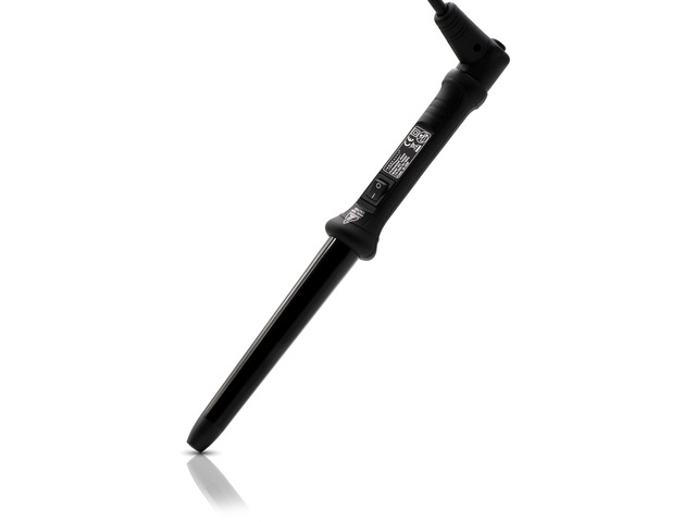 ISO Beauty The Twister - 25-18mm Tapered Tourmaline-Infused Ceramic Pro Curling Wand w/ Cool Tip - Black