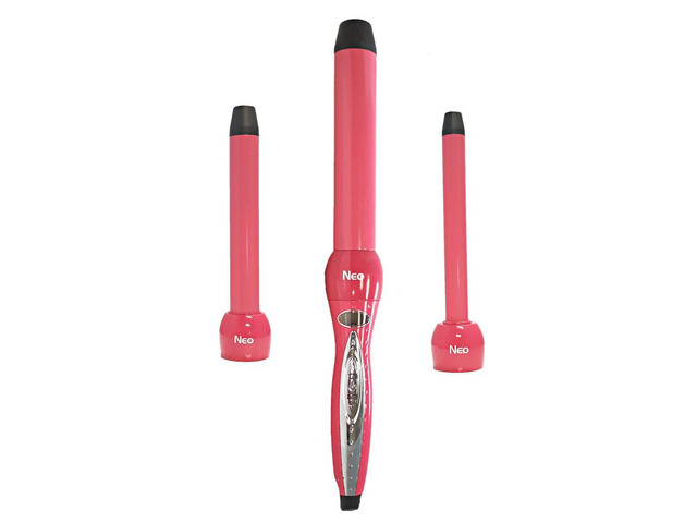 NEO Choice Twister 3-in-1 Digital Pro Interchangeable Ceramic Curling Wand Set - Pink