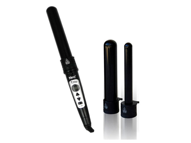 NEO Choice Trio 3-in-1 Digital Pro Interchangeable Ceramic Curling Wand Set - Black