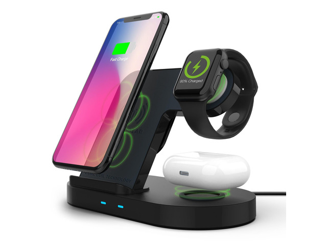HyperGear 3-in-1 Wireless Charging Dock - Black