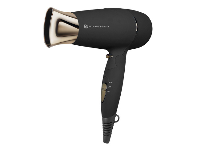 Relaxus Beauty Dry2Go 1875W Ultra Light Dual Voltage Travel Blow Dryer - Midnight