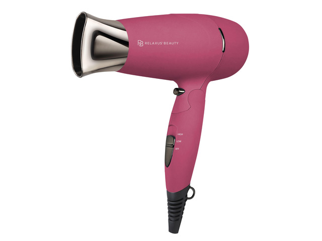 Relaxus Beauty Dry2Go 1875W Ultra Light Dual Voltage Travel Blow Dryer - Magenta