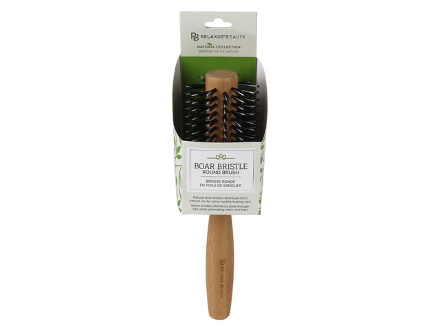 Relaxus Beauty Boar & Nylon Bristle Bamboo 1.1' Round Hair Brush - Wood