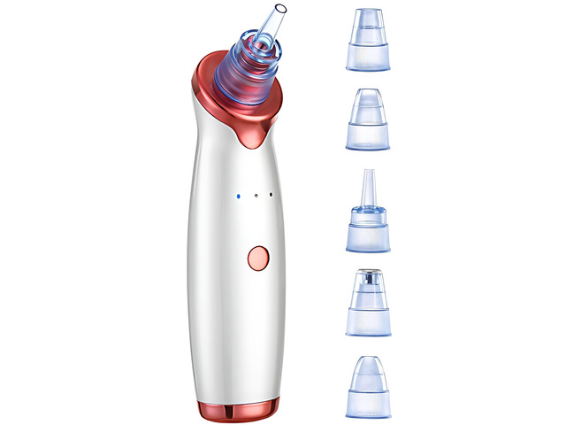 VYSN Electric Blackhead Remover Vacuum - Facial Pore Cleaner & Acne Extractor with 5 Suction Heads - White
