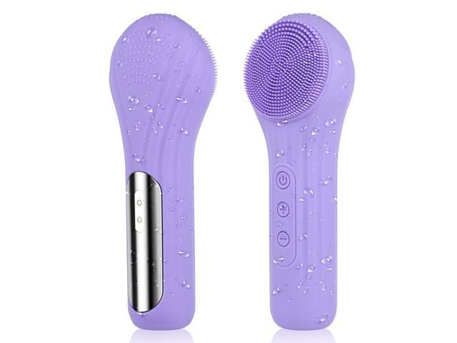 Vista AquaPulse Waterproof Silicone Facial Cleansing Brush - Vibrating Heated Face Scrubber - Purple