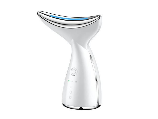 Vista SkinAura Portable LED Photon Rejuvenation Device - 3-Color Anti-Aging Face and Neck Beauty Tool - White