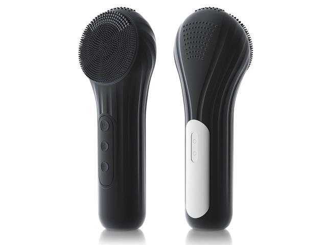 Vista AquaPulse Waterproof Silicone Facial Cleansing Brush - Vibrating Heated Face Scrubber - Black