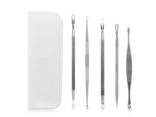 Vista 5 Pcs Blackhead Remover Kit Pimple Comedone Extractor Tool Set Stainless Steel Facial Acne Blemish Whitehead Popping Zit Removing for Nose...