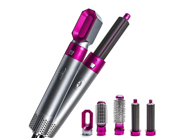 VYSN 5-in-1 Hot Air Brush Professional Hair Dryer Brush Straightener Volumizer Tool - Gray