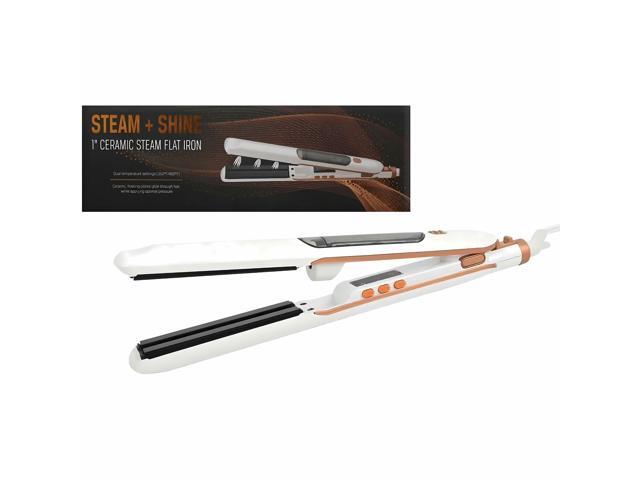 VYSN Steam + Shine 1' Ceramic Steam Flat Iron - White